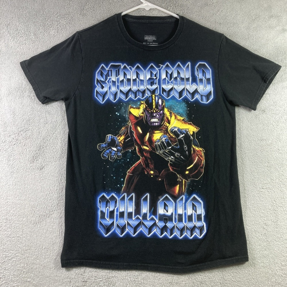 Marvel Stone Cold Villain Shirt Adult Medium Black Thanos Gauntlet Infinity War
